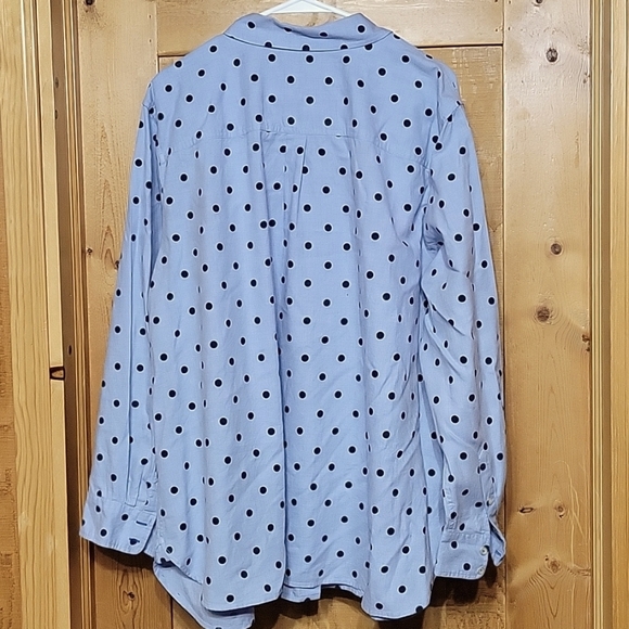 Talbots light blue with black Polka Dot Blouse - Picture 3 of 4
